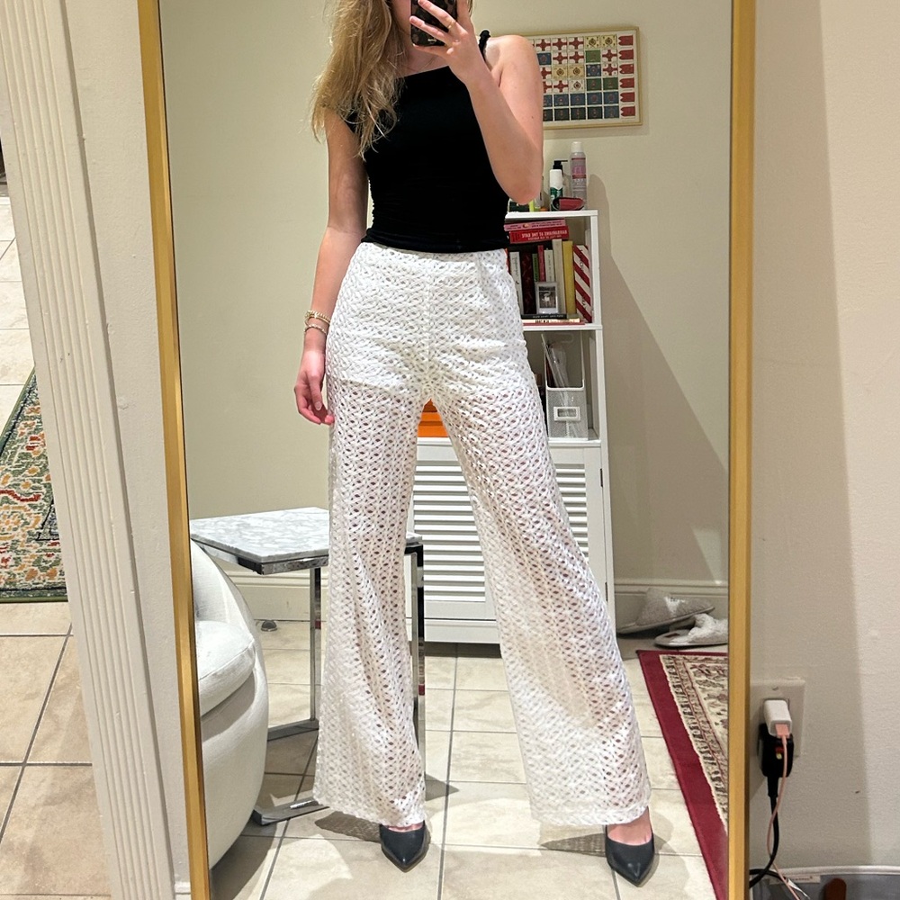 White Lace Lined Pants